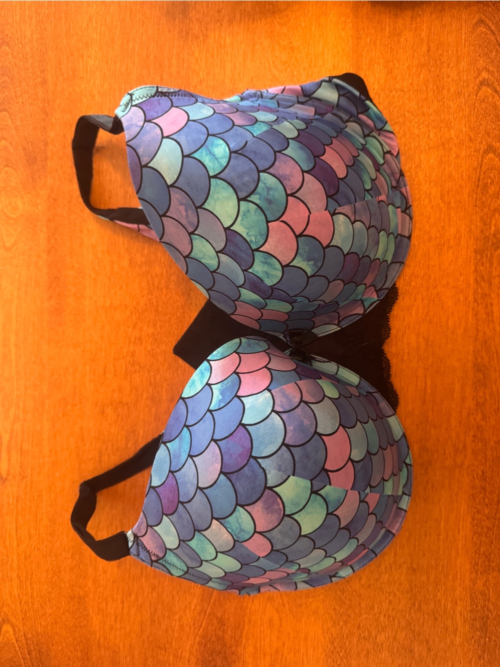 torrid Black Trim Bra with Blue, Purple and Pink Scales